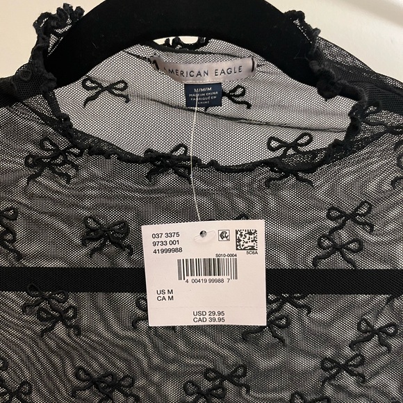 American Eagle Black Sheer Long Sleeve - Picture 2 of 3